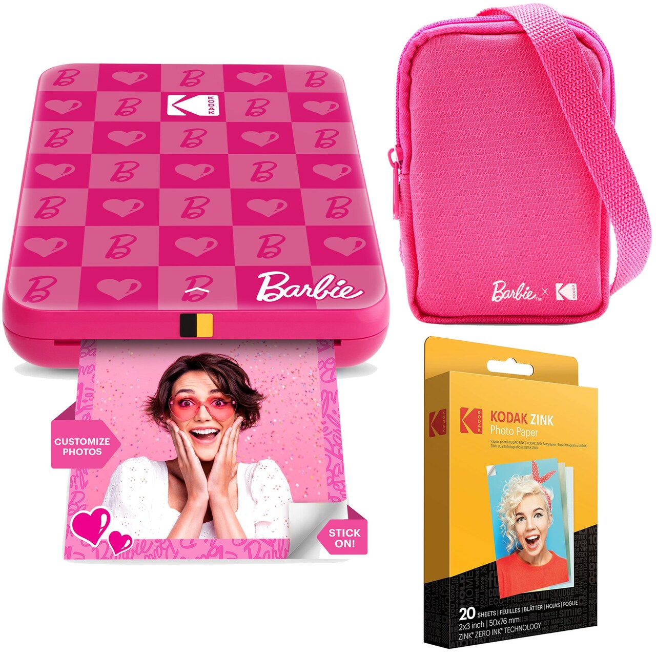 Kodak x Barbie Step Slim Instant Photo Printer, 2x3" Portable Printer Iconic Style - Bundle